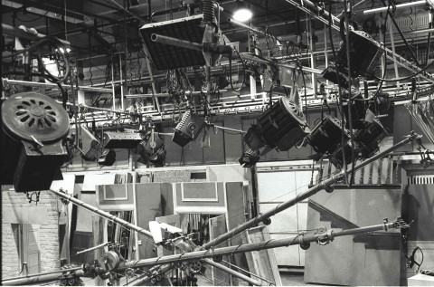 Photo of Studio A lighting gantry 1975, by Jim Gregory