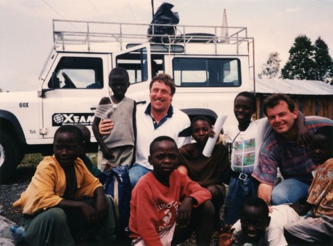 Rwandan OB, with cameraman Jim Knights