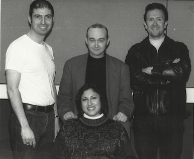 left to right: Clive Payne (presenter), Ian Wood (main presenter and producer), front Nermin Aaron (presenter), right Paul Flower (presenter)