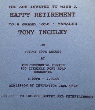 Tony Inchley retirement PdW